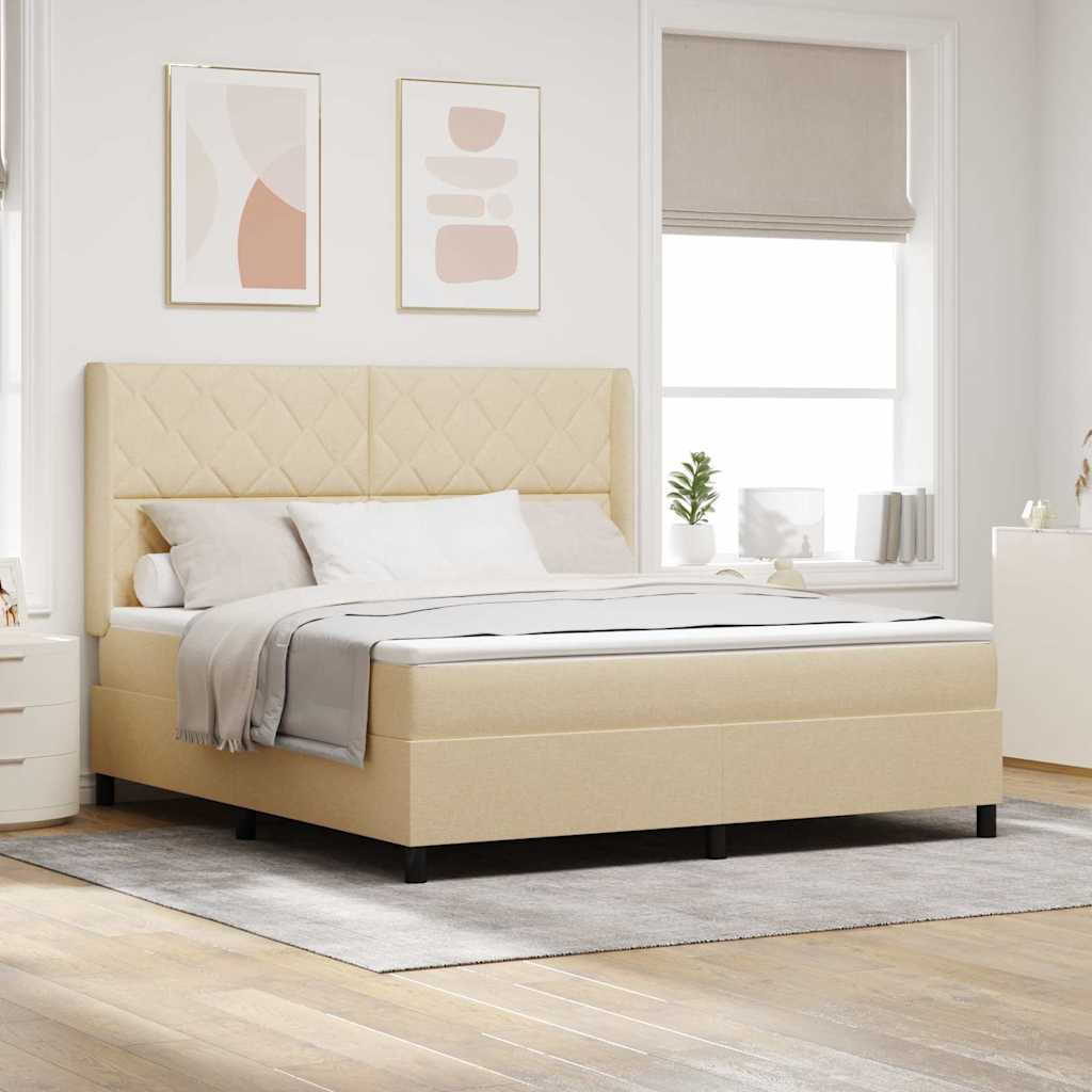 vidaXL Κρεβάτι με ελατήρια με μαξιλάρι Κρεμ 200 x 180 cm ύφασμα