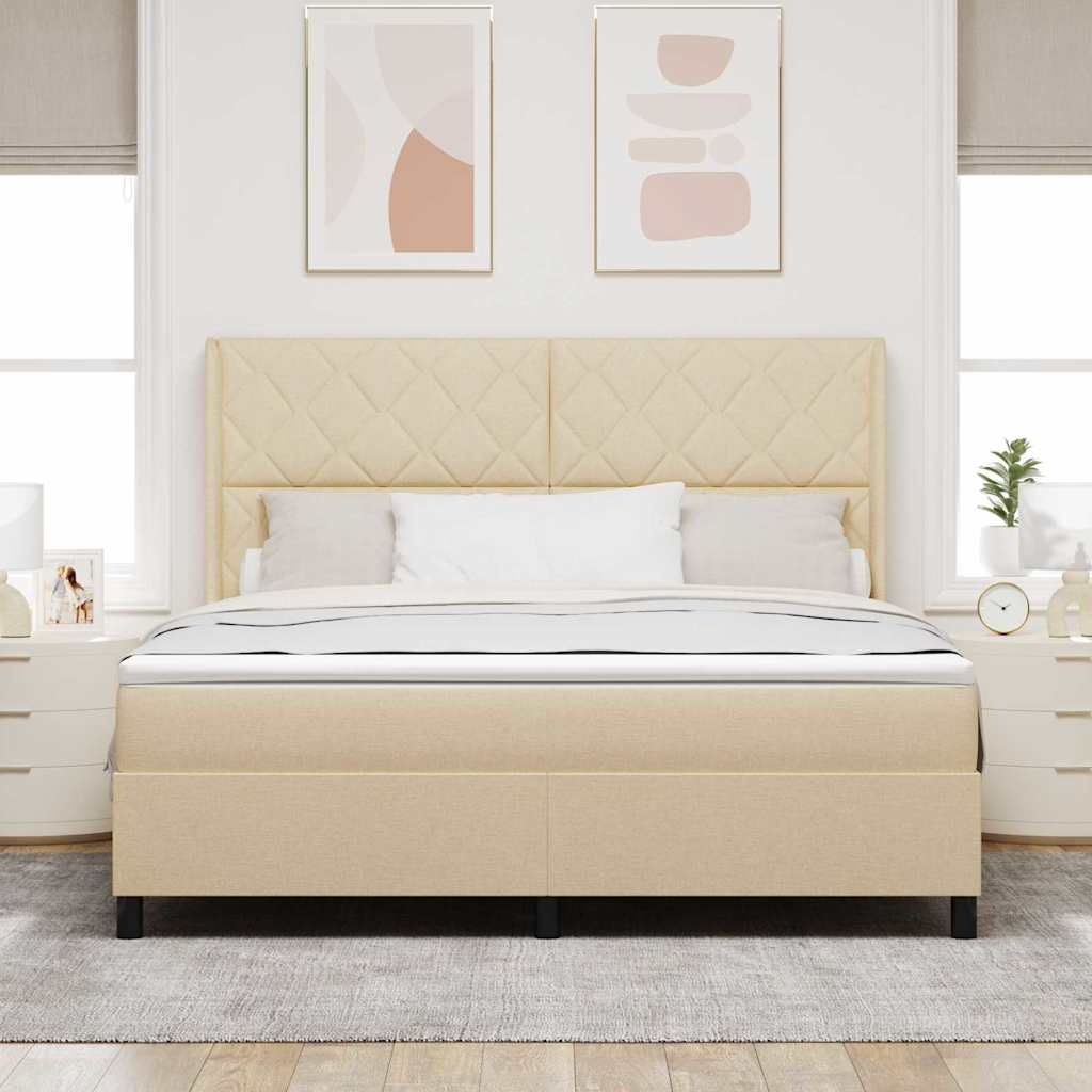 vidaXL Κρεβάτι με ελατήρια με μαξιλάρι Κρεμ 200 x 180 cm ύφασμα