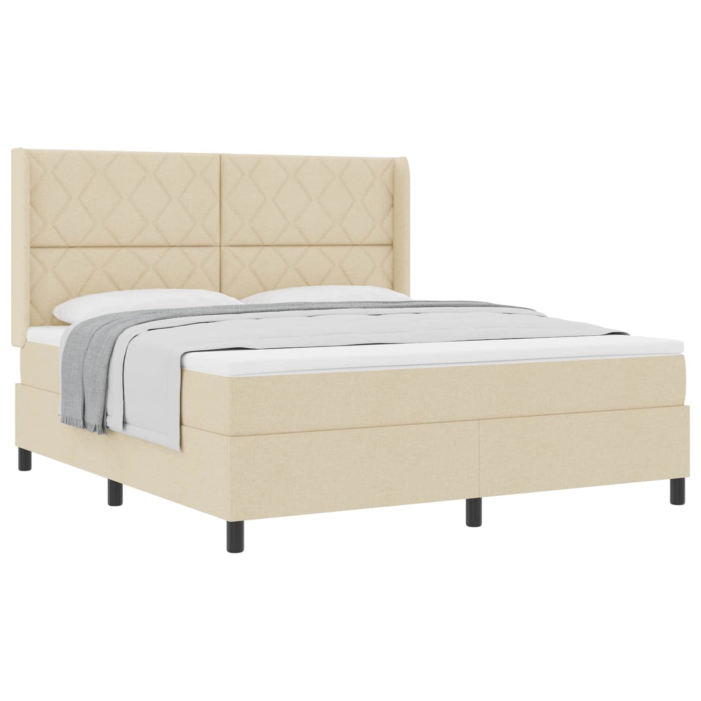 vidaXL Κρεβάτι με ελατήρια με μαξιλάρι Κρεμ 200 x 180 cm ύφασμα