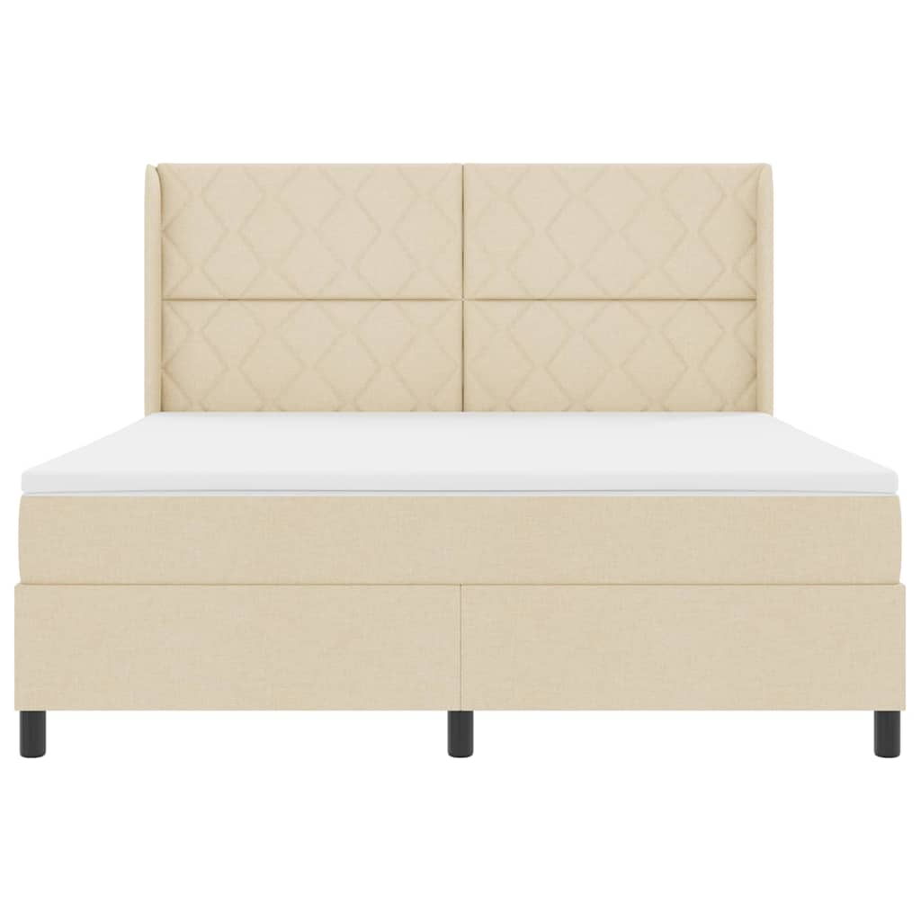 vidaXL Κρεβάτι με ελατήρια με μαξιλάρι Κρεμ 200 x 180 cm ύφασμα