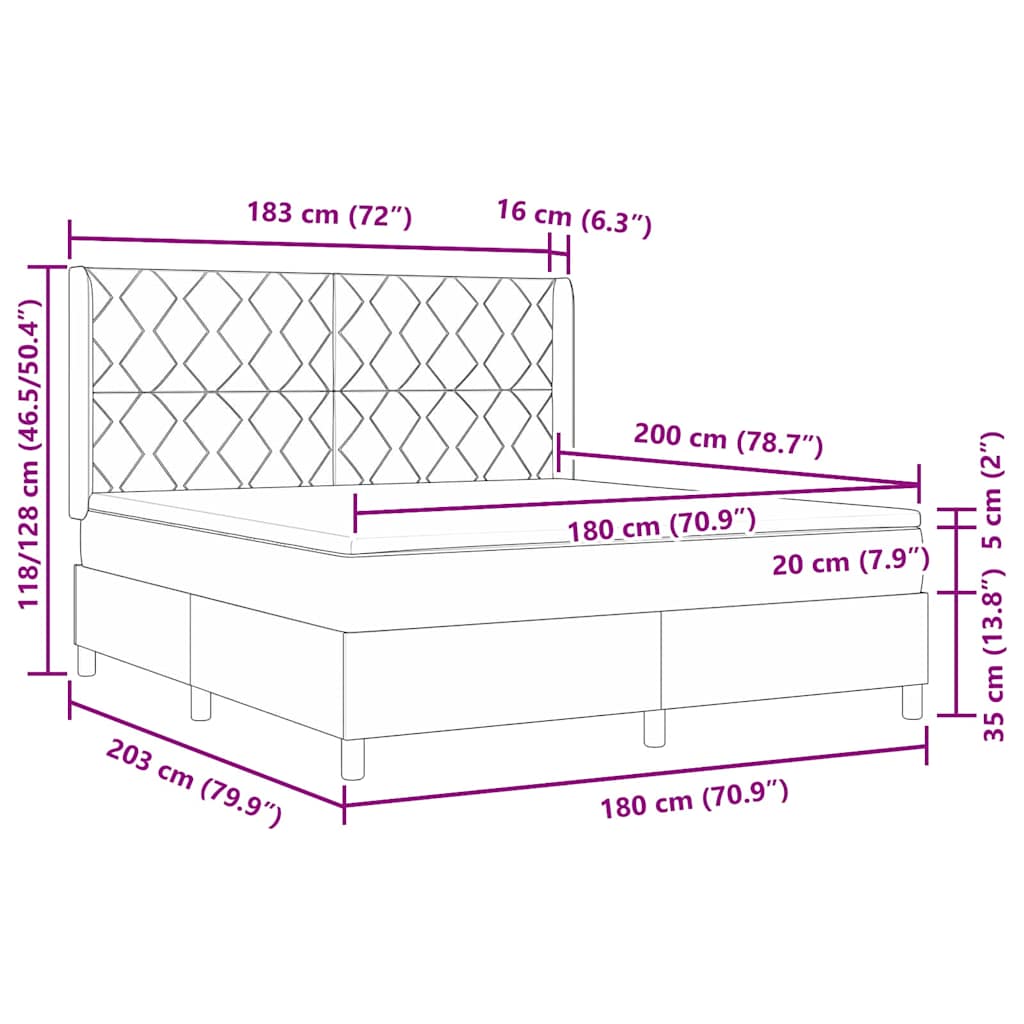 vidaXL Κρεβάτι με ελατήρια με μαξιλάρι Κρεμ 200 x 180 cm ύφασμα