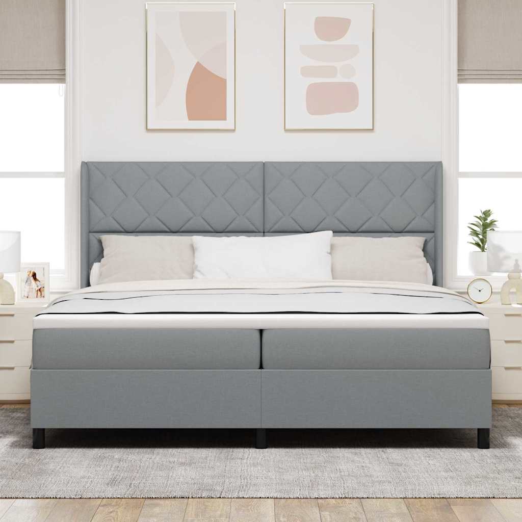 vidaXL Κρεβάτι με ελατήρια Ανοιχτό γκρι 200 x 200 cm ύφασμα