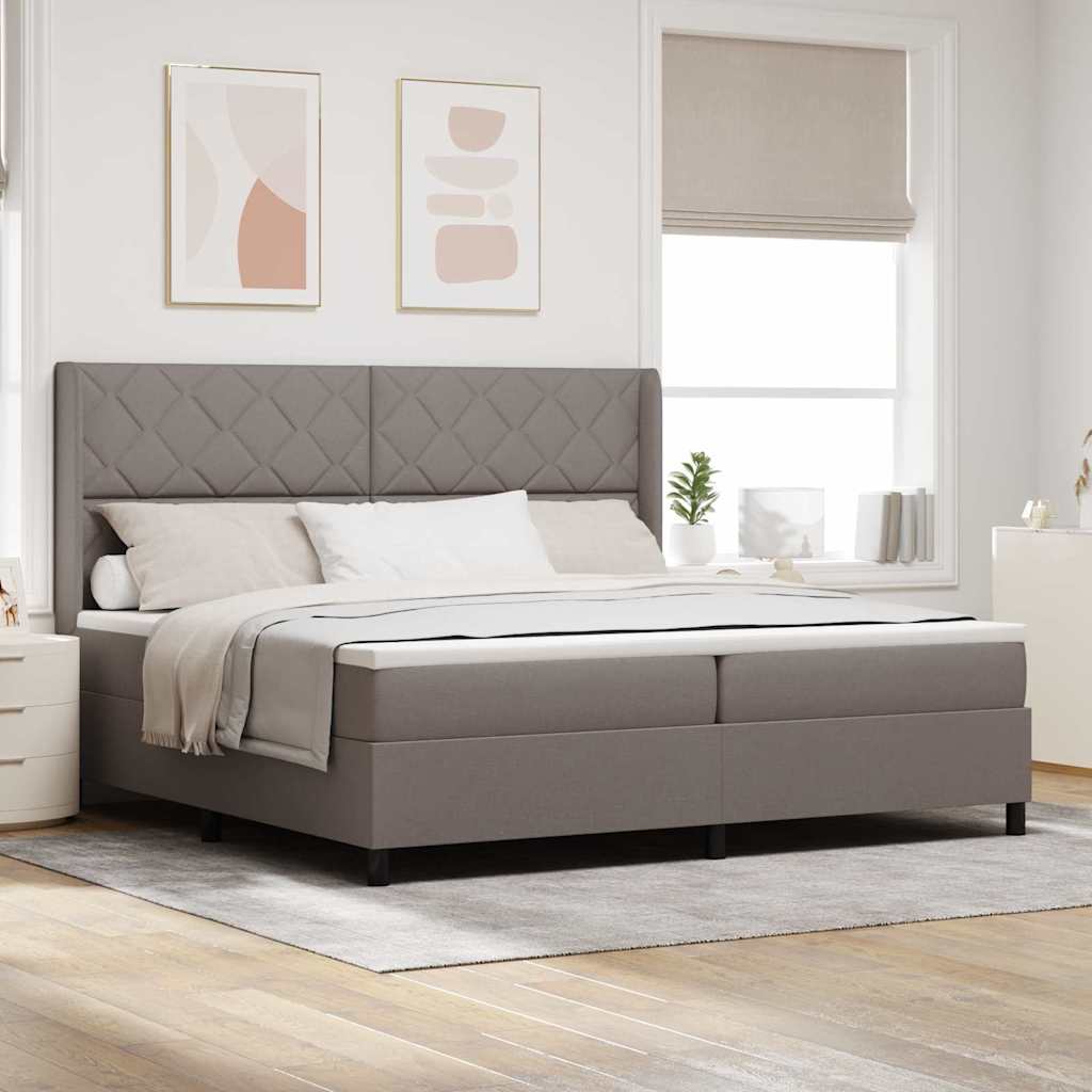 vidaXL Κρεβάτι με ελατήρια με μαξιλάρι Taupe 200 x 200 cm ύφασμα