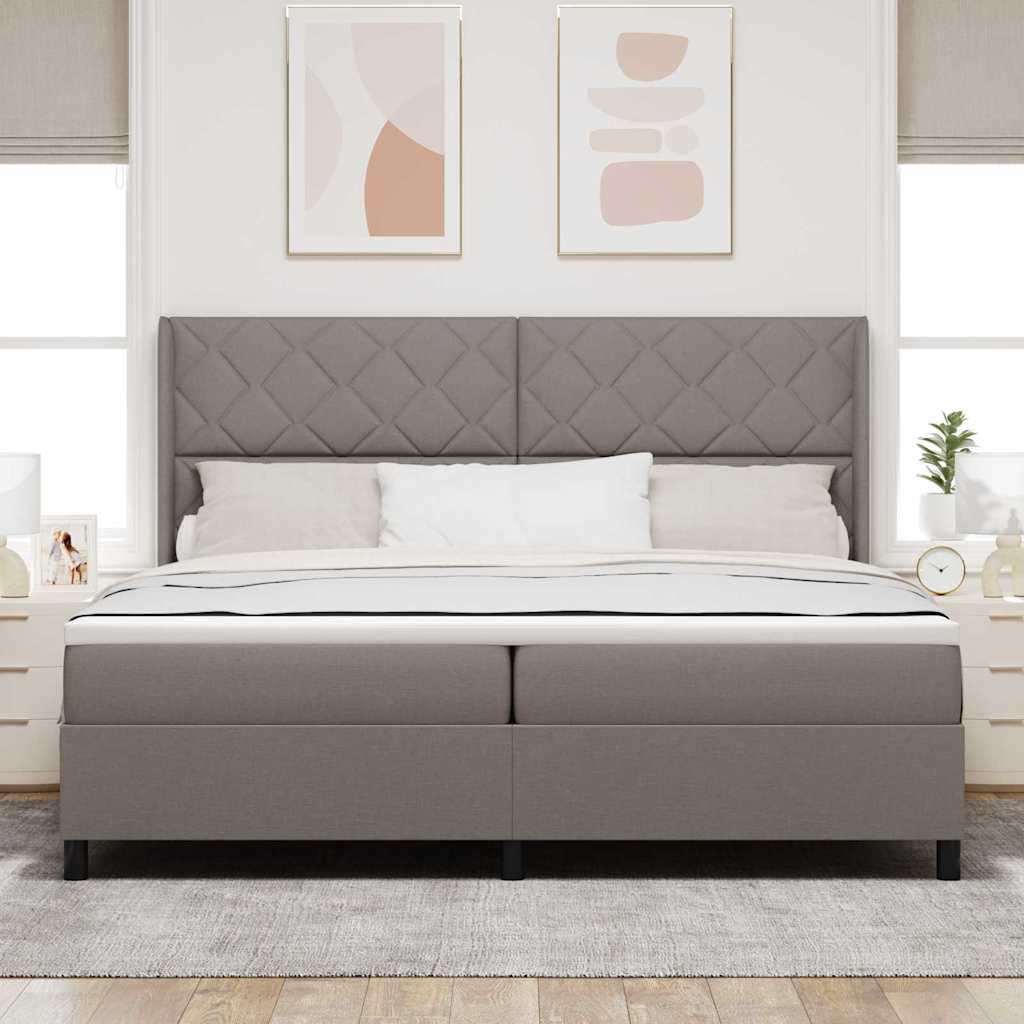 vidaXL Κρεβάτι με ελατήρια με μαξιλάρι Taupe 200 x 200 cm ύφασμα