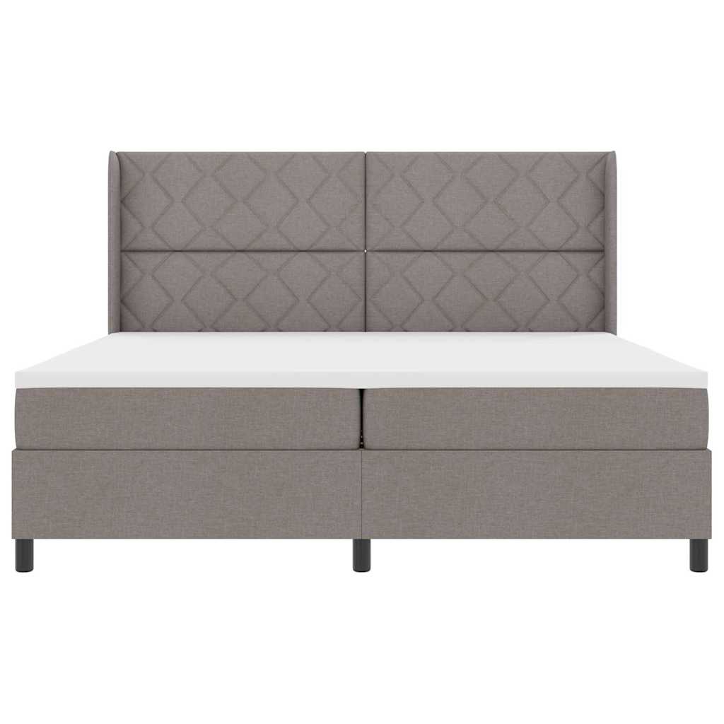 vidaXL Κρεβάτι με ελατήρια με μαξιλάρι Taupe 200 x 200 cm ύφασμα