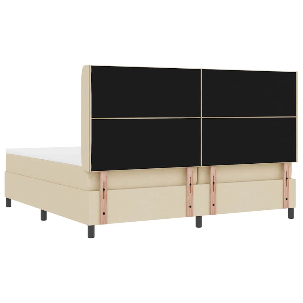 vidaXL Κρεβάτι με ελατήρια με μαξιλάρι Κρεμ 200 x 200 cm ύφασμα