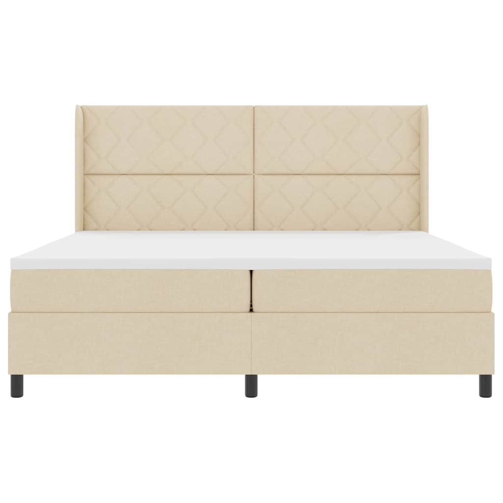 vidaXL Κρεβάτι με ελατήρια με μαξιλάρι Κρεμ 200 x 200 cm ύφασμα