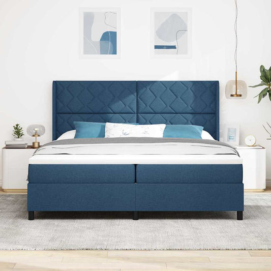 vidaXL Κρεβάτι με ελατήρια με μαξιλάρι Μπλε 200 x 200 cm ύφασμα