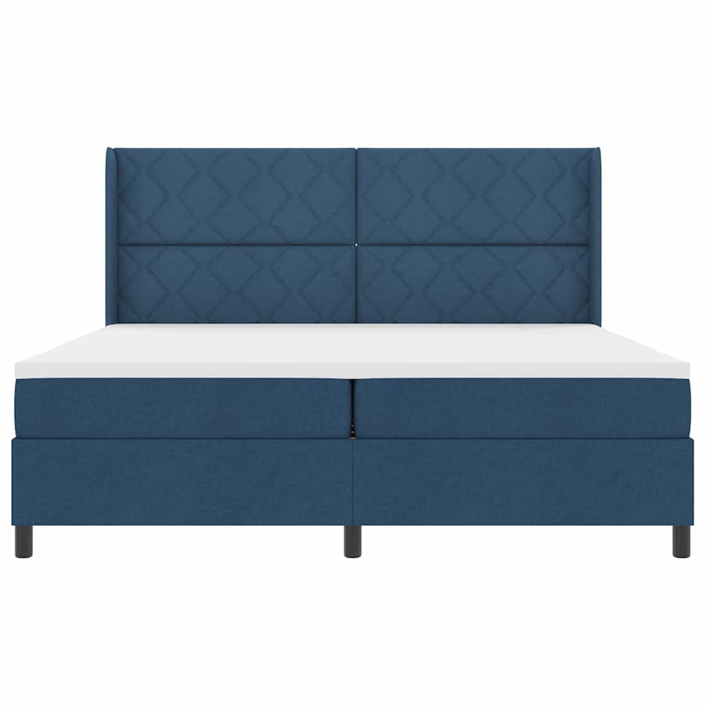 vidaXL Κρεβάτι με ελατήρια με μαξιλάρι Μπλε 200 x 200 cm ύφασμα