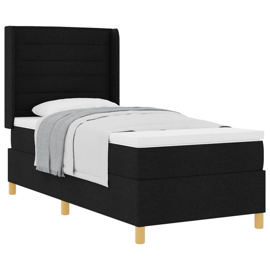 vidaXL Κρεβάτι με ελατήρια με στρώμα Μαύρο 90 x 190 cm ύφασμα