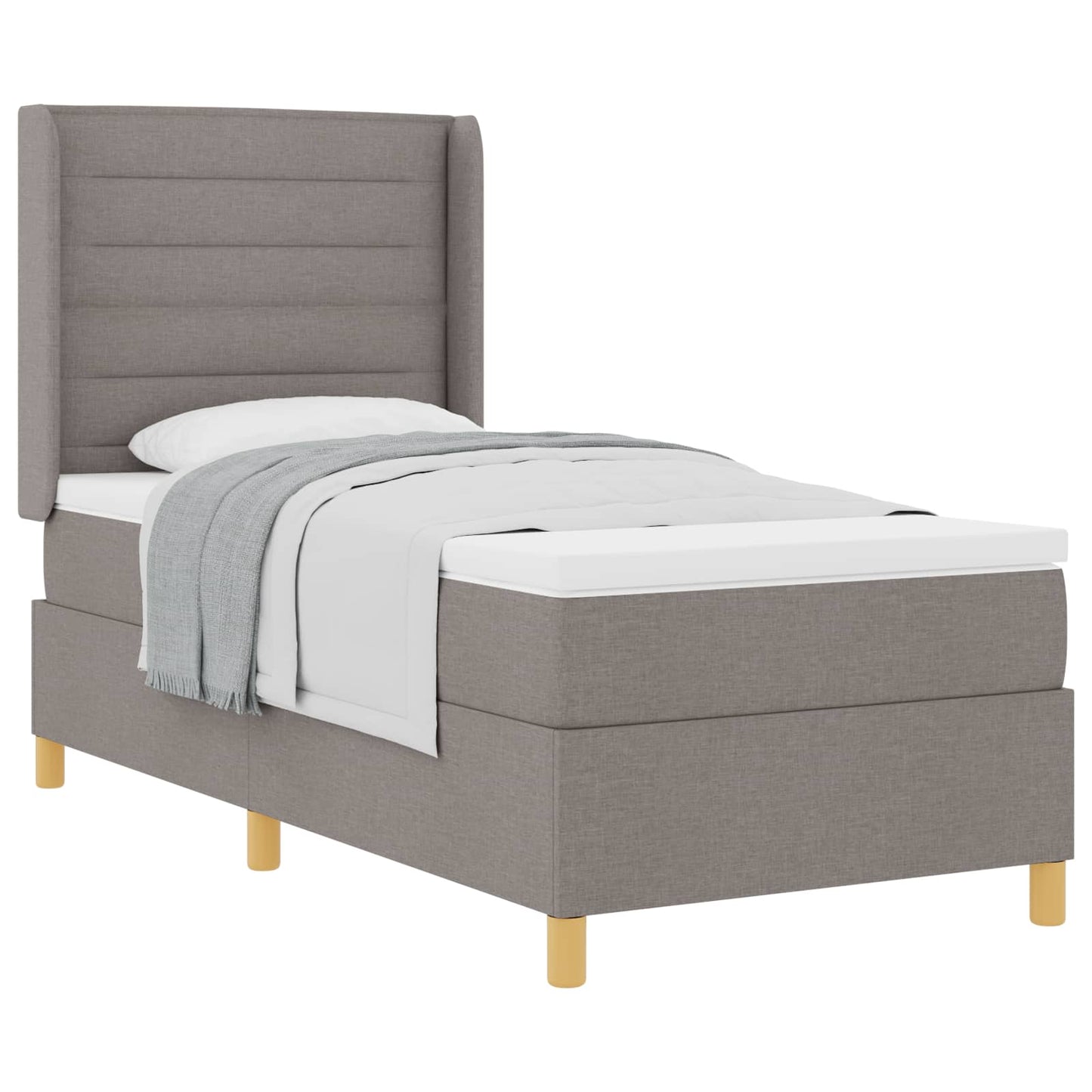 vidaXL Κρεβάτι με ελατήρια με στρώμα Taupe 90 x 190 cm ύφασμα