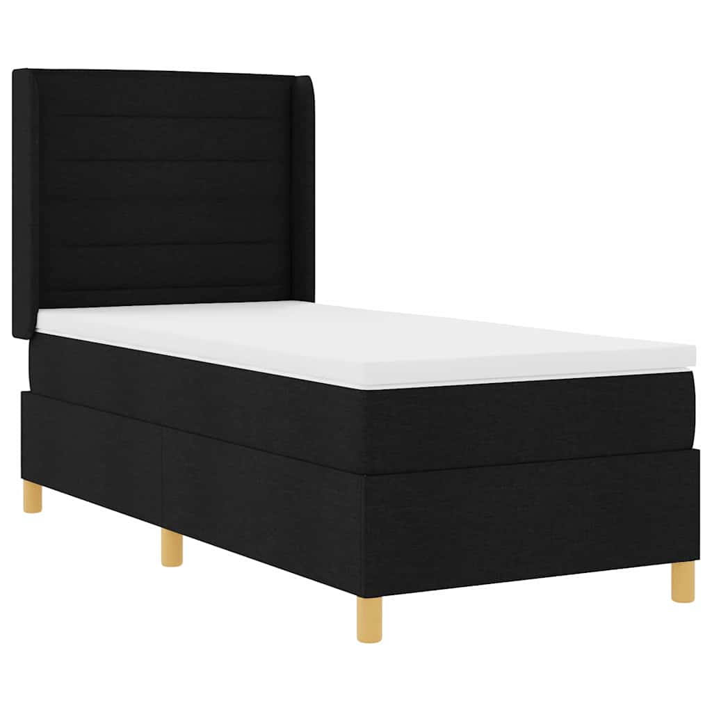 vidaXL Κρεβάτι με ελατήρια με στρώμα Μαύρο 90 x 200 cm ύφασμα