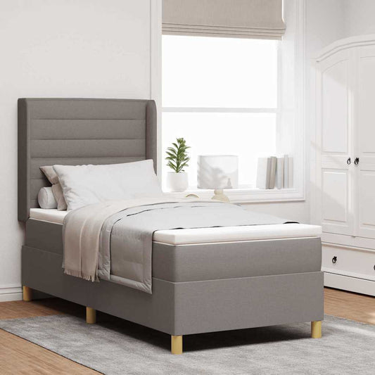 vidaXL Κρεβάτι με ελατήρια με στρώμα Taupe 100 x 200 cm ύφασμα