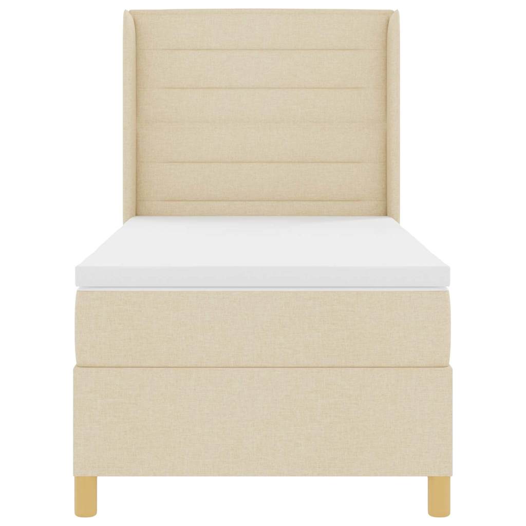 vidaXL Κρεβάτι με ελατήρια με στρώμα Κρεμ 100 x 200 cm ύφασμα