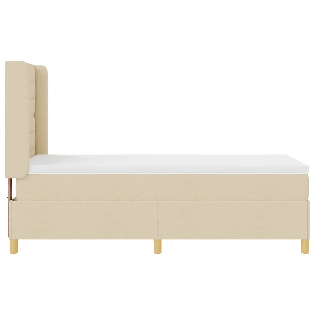 vidaXL Κρεβάτι με ελατήρια με στρώμα Κρεμ 100 x 200 cm ύφασμα