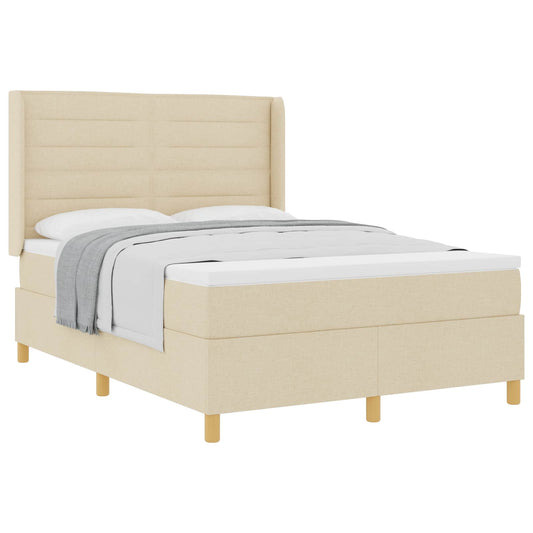 vidaXL Κρεβάτι με ελατήρια με στρώμα Κρεμ 140 x 190 cm ύφασμα