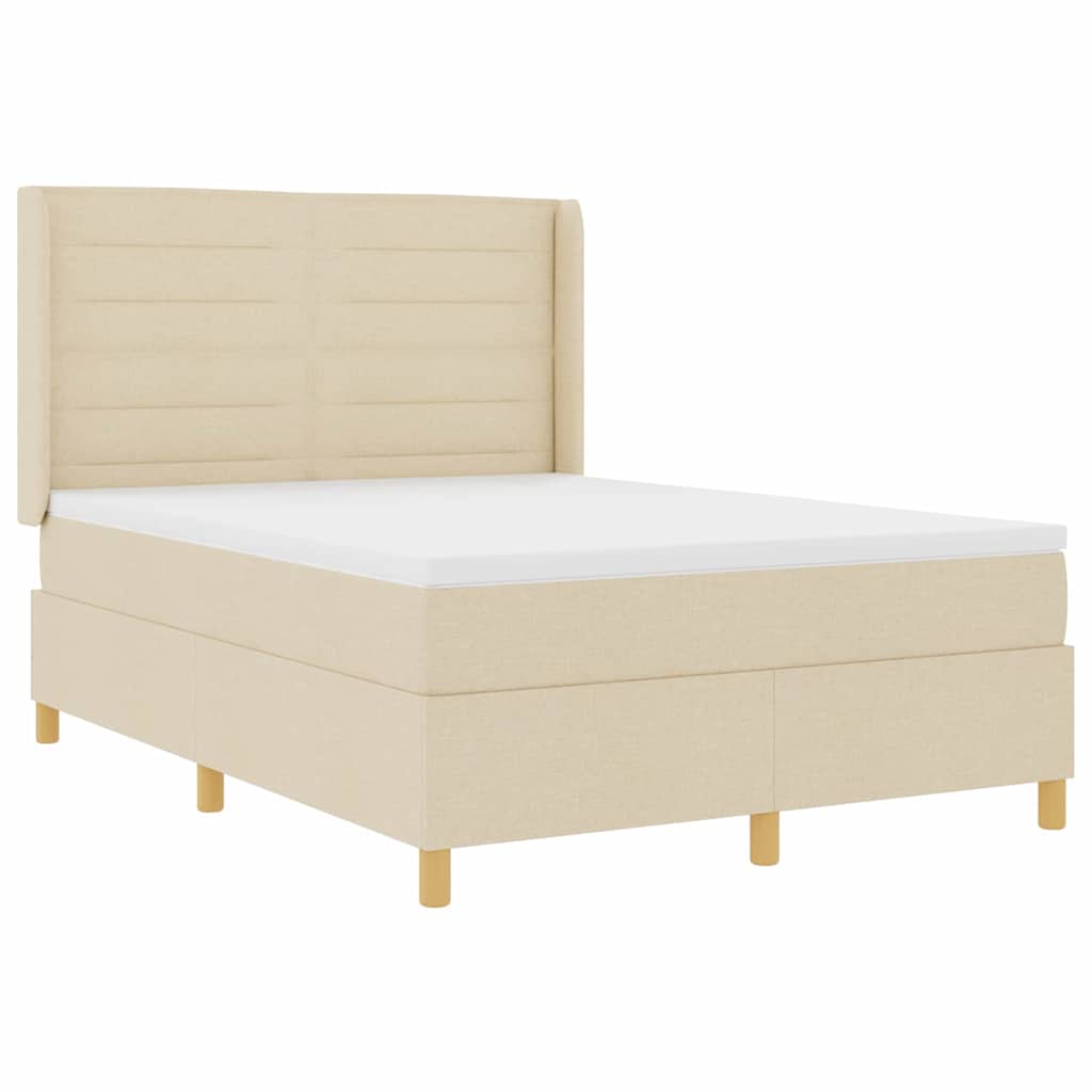 vidaXL Κρεβάτι με ελατήρια με στρώμα Κρεμ 140 x 190 cm ύφασμα