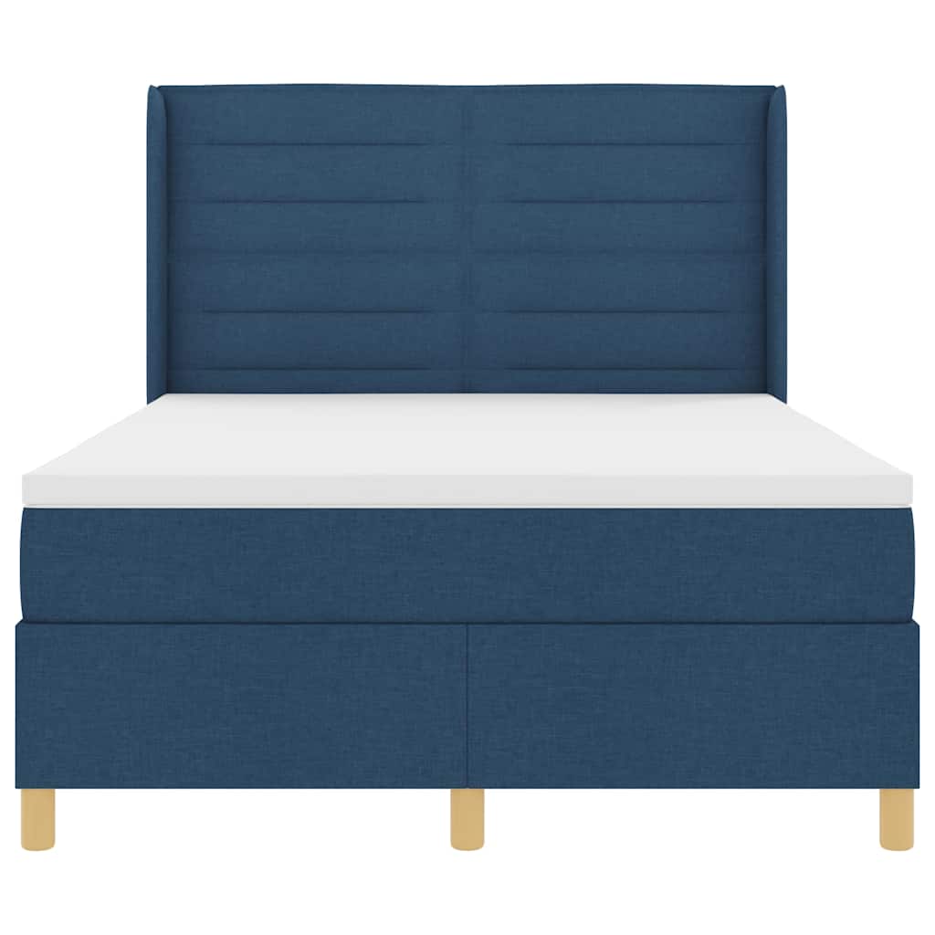 vidaXL Κρεβάτι με ελατήρια με στρώμα Μπλε 140 x 190 cm ύφασμα