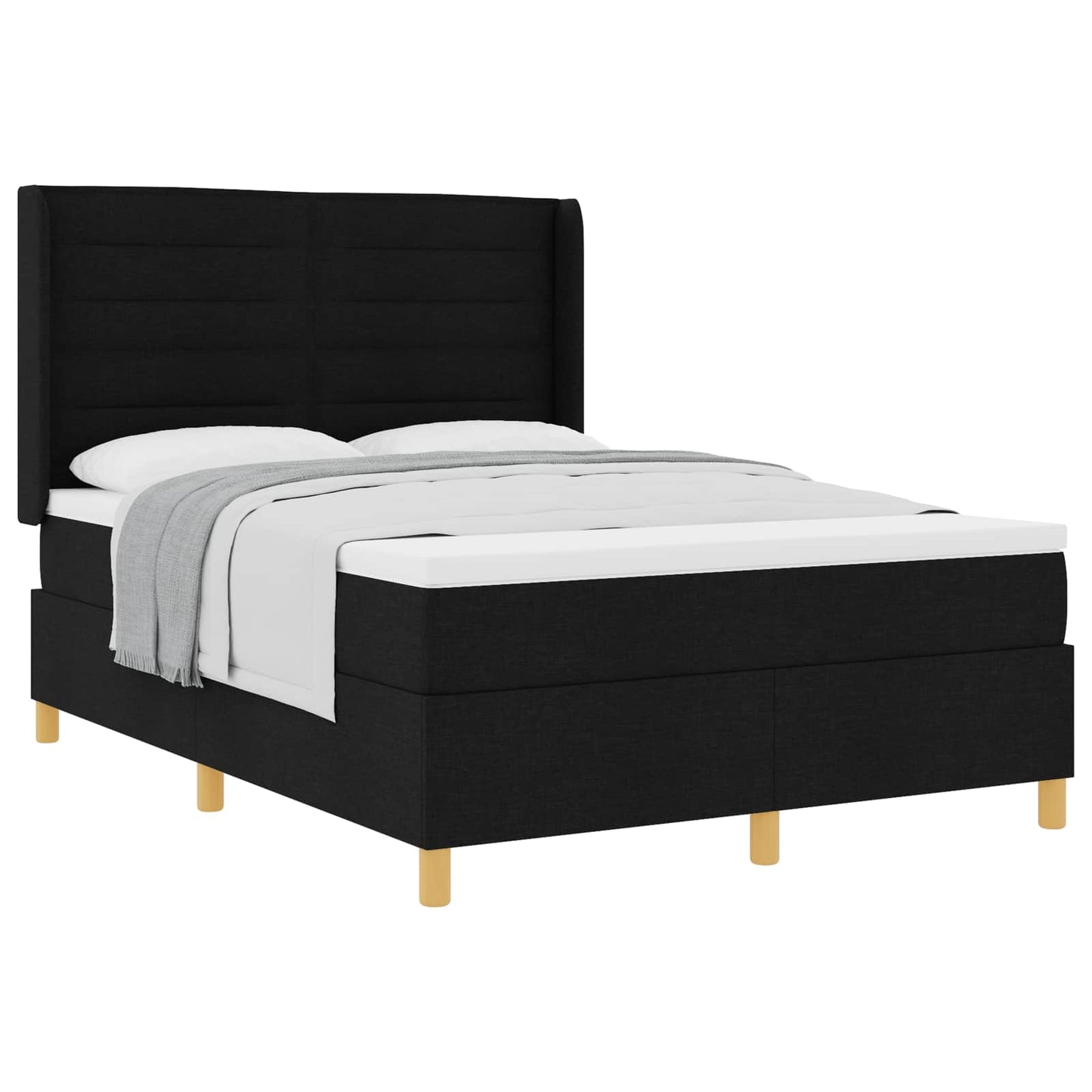 vidaXL Κρεβάτι με ελατήρια με στρώμα Μαύρο 140 x 200 cm ύφασμα