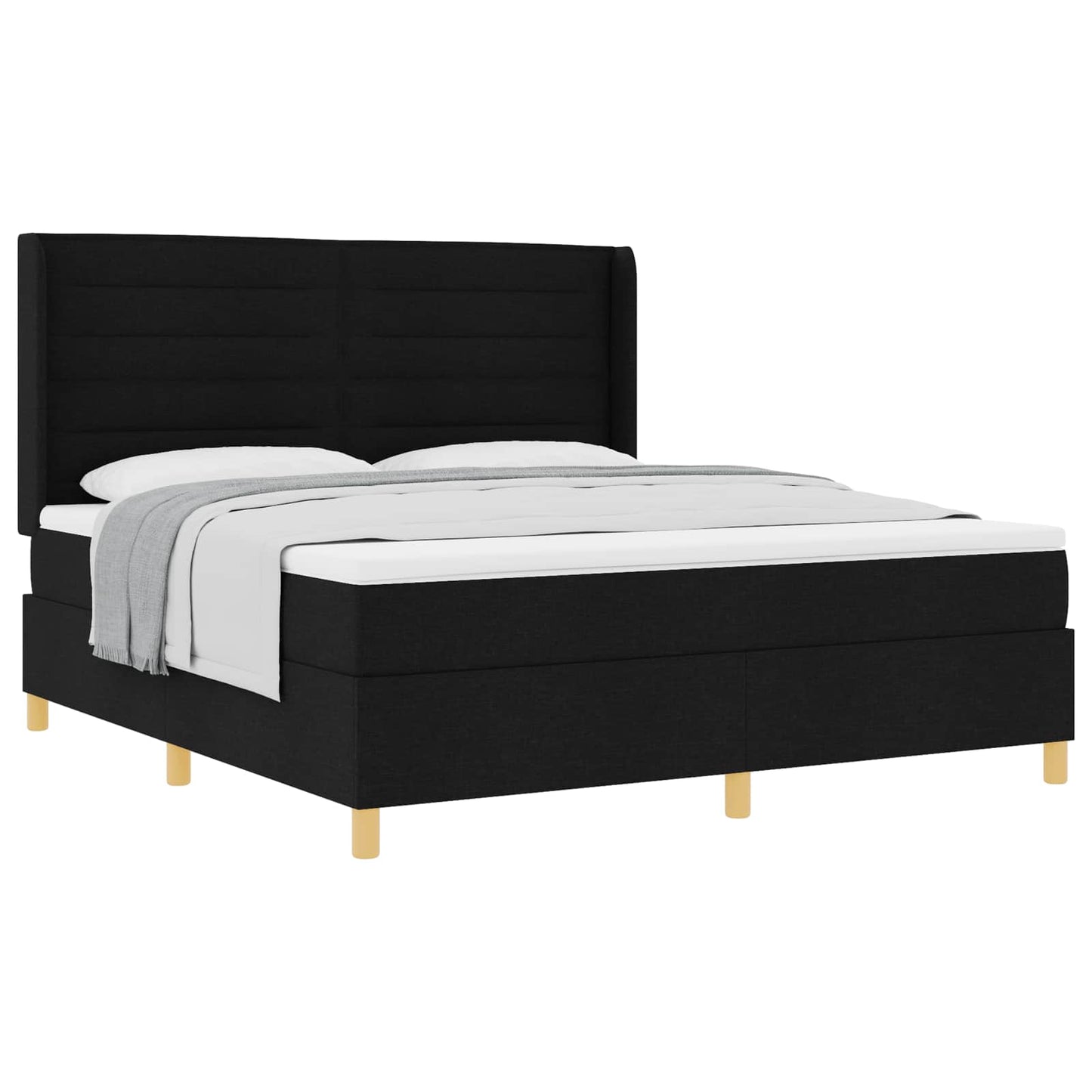 vidaXL Κρεβάτι με ελατήρια με στρώμα Μαύρο 180 x 200 cm ύφασμα