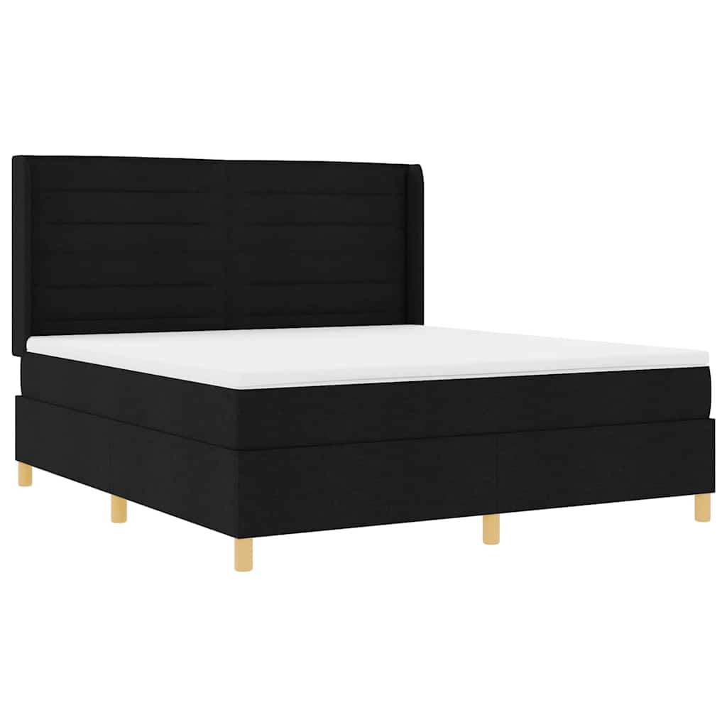 vidaXL Κρεβάτι με ελατήρια με στρώμα Μαύρο 180 x 200 cm ύφασμα