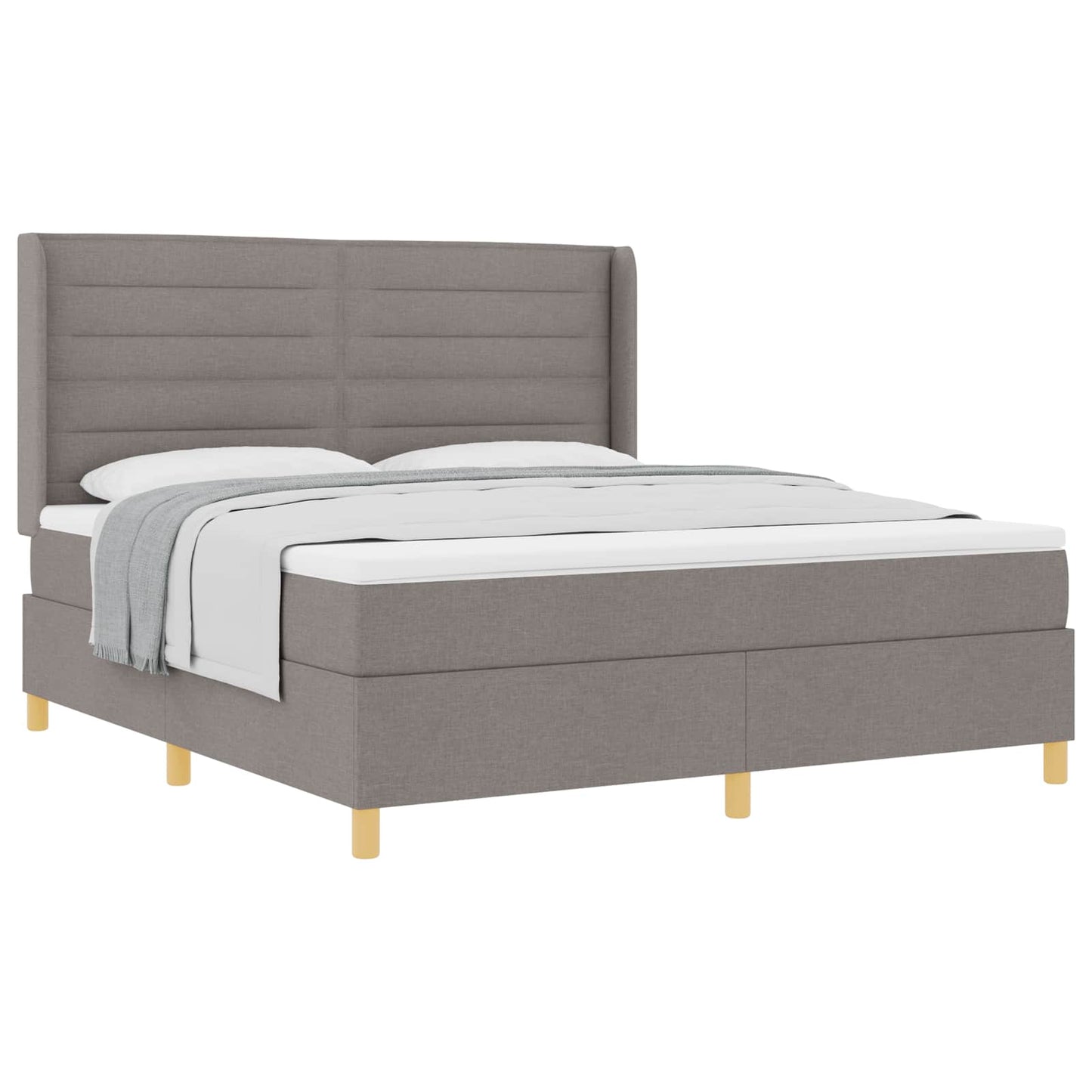 vidaXL Κρεβάτι με ελατήρια με κεφαλάρι Taupe 180 x 200 cm ύφασμα