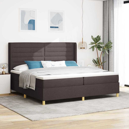 vidaXL Κρεβάτι με ελατήρια με στρώμα Σκούρο Καφέ 200 x 200 cm ύφασμα