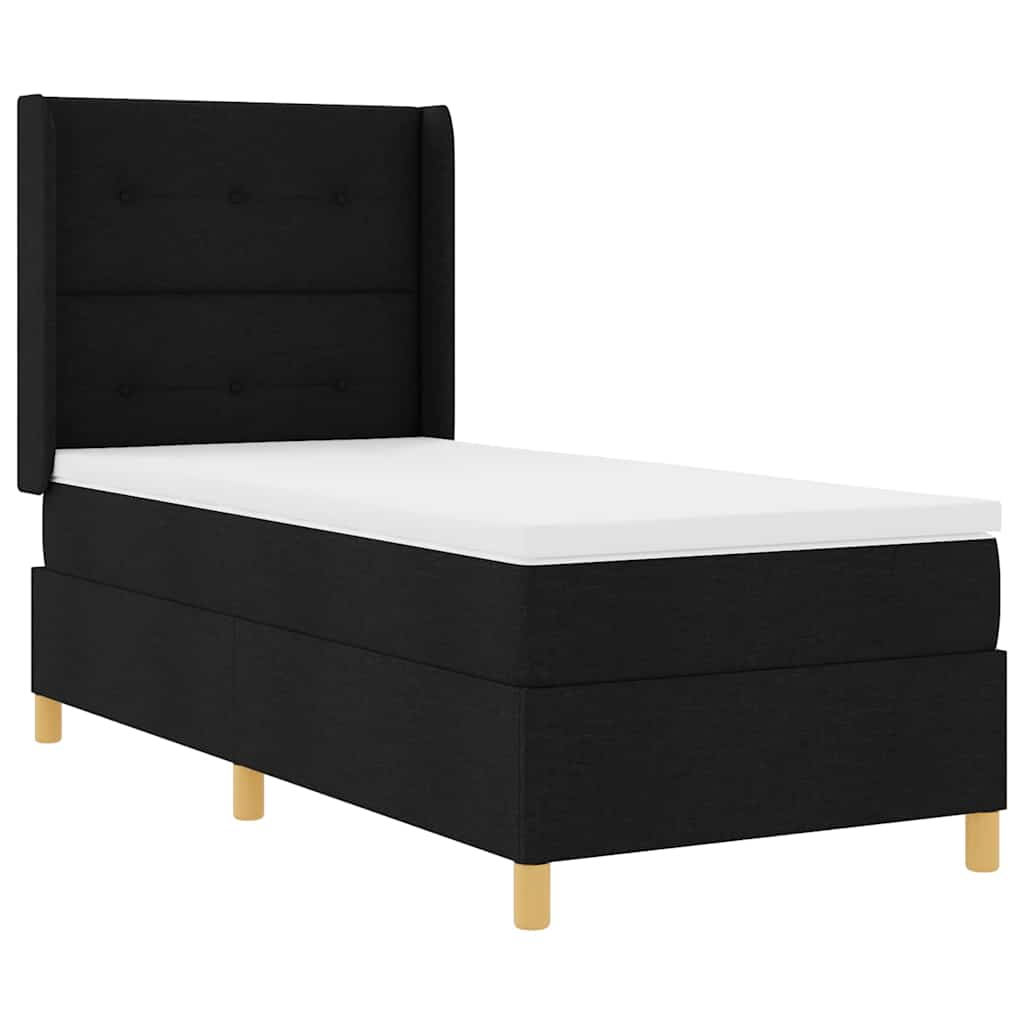 vidaXL Κρεβάτι με ελατήρια με κεφαλάρι Μαύρο 80 x 200 cm ύφασμα