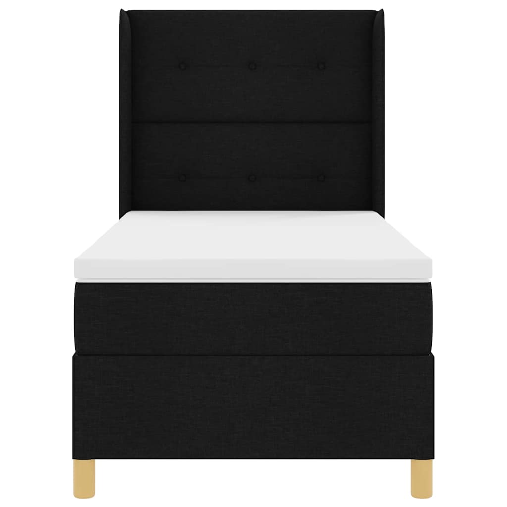 vidaXL Κρεβάτι με ελατήρια με κεφαλάρι Μαύρο 90 x 190 cm ύφασμα