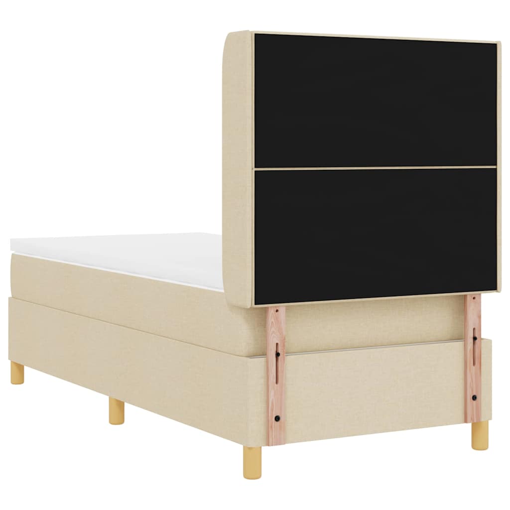 vidaXL Κρεβάτι με ελατήρια με κεφαλάρι Κρεμ 90 x 190 cm ύφασμα