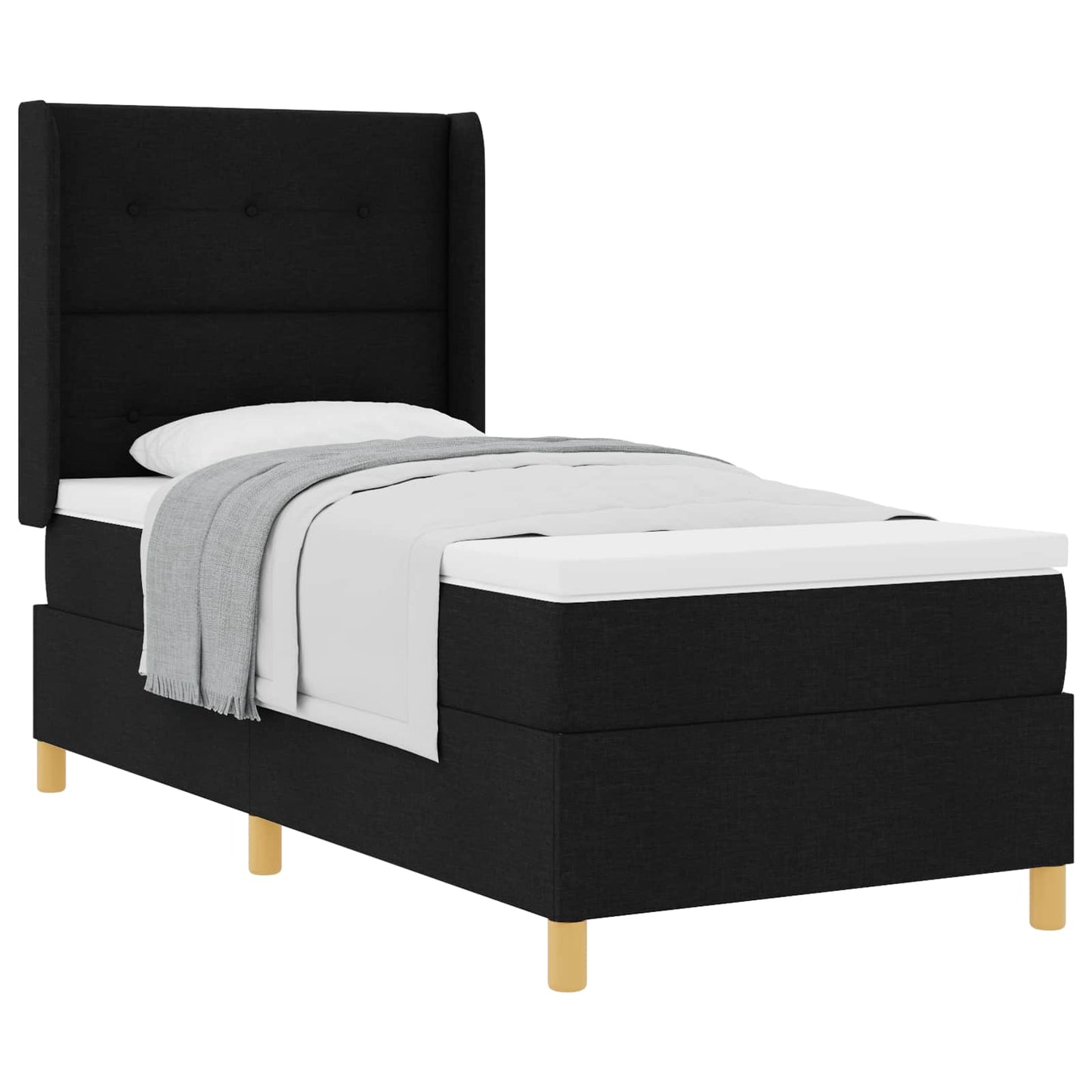 vidaXL Κρεβάτι με ελατήρια με κεφαλάρι Μαύρο 90 x 200 cm ύφασμα
