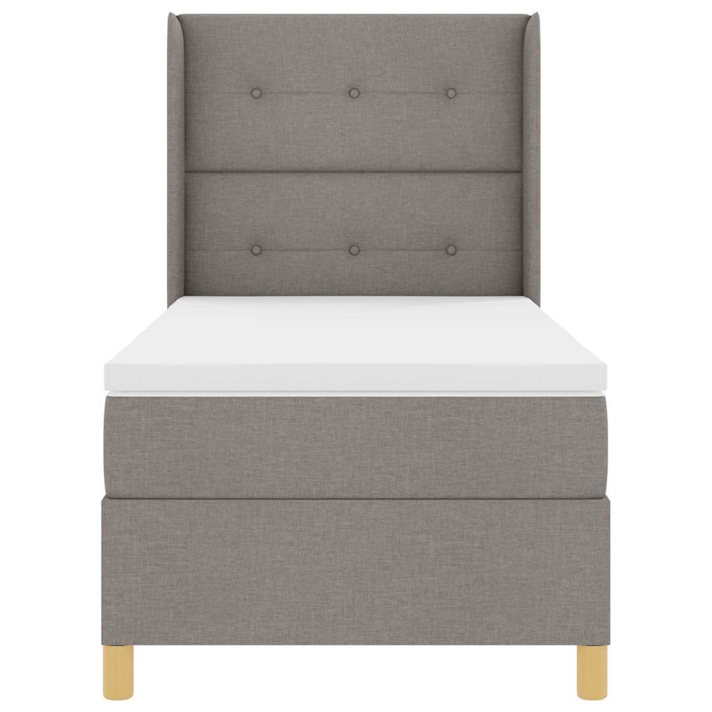 vidaXL Κρεβάτι με ελατήρια με μαξιλάρι Taupe 90 x 200 cm ύφασμα