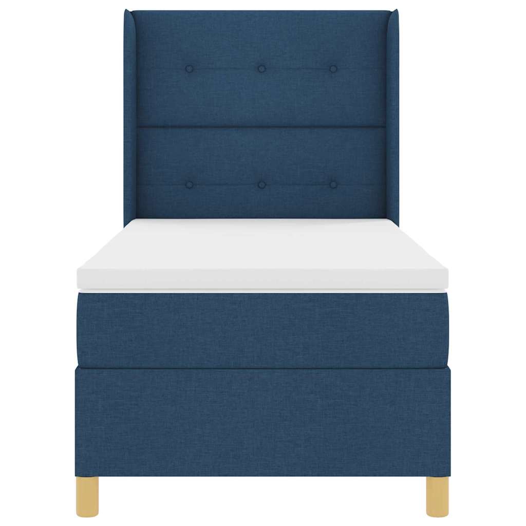 vidaXL Κρεβάτι με ελατήρια με κεφαλάρι Μπλε 90 x 200 cm ύφασμα
