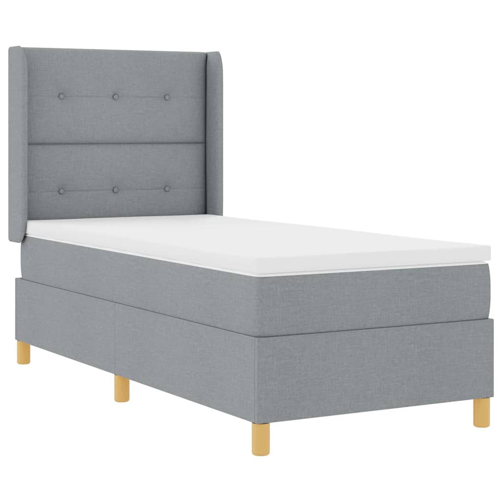 vidaXL Κρεβάτι με ελατήρια Ανοιχτό γκρι 100 x 200 cm ύφασμα
