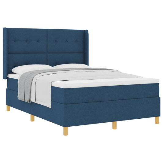 vidaXL Κρεβάτι με ελατήρια με κεφαλάρι Μπλε 140 x 200 cm ύφασμα