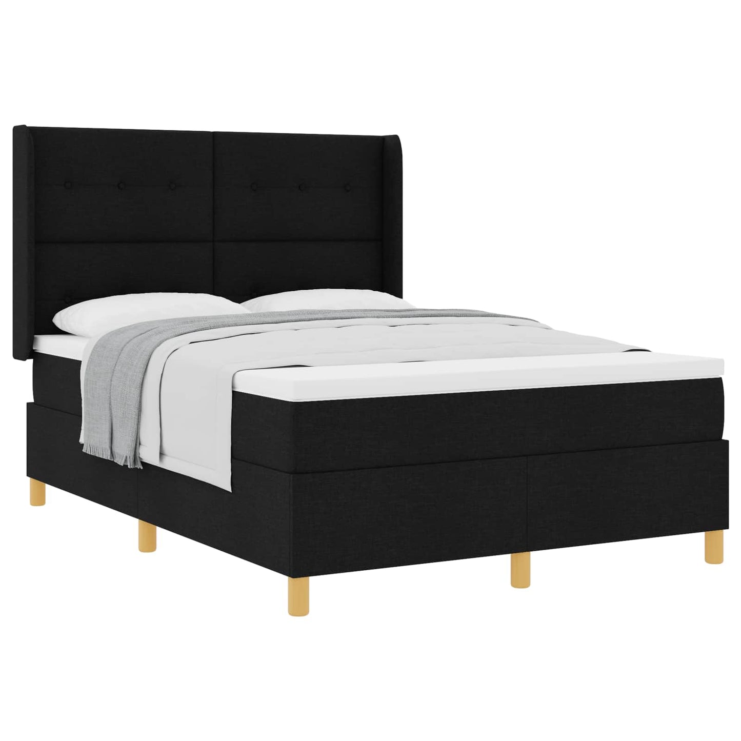 vidaXL Κρεβάτι με ελατήρια με κεφαλάρι Μαύρο 160 x 200 cm ύφασμα