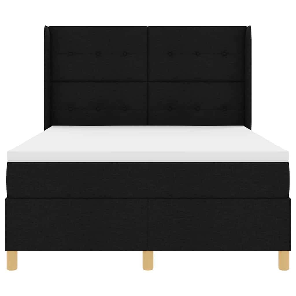 vidaXL Κρεβάτι με ελατήρια με κεφαλάρι Μαύρο 160 x 200 cm ύφασμα