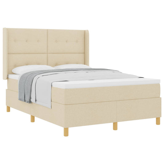 vidaXL Κρεβάτι με ελατήρια με κεφαλάρι Κρεμ 160 x 200 cm ύφασμα