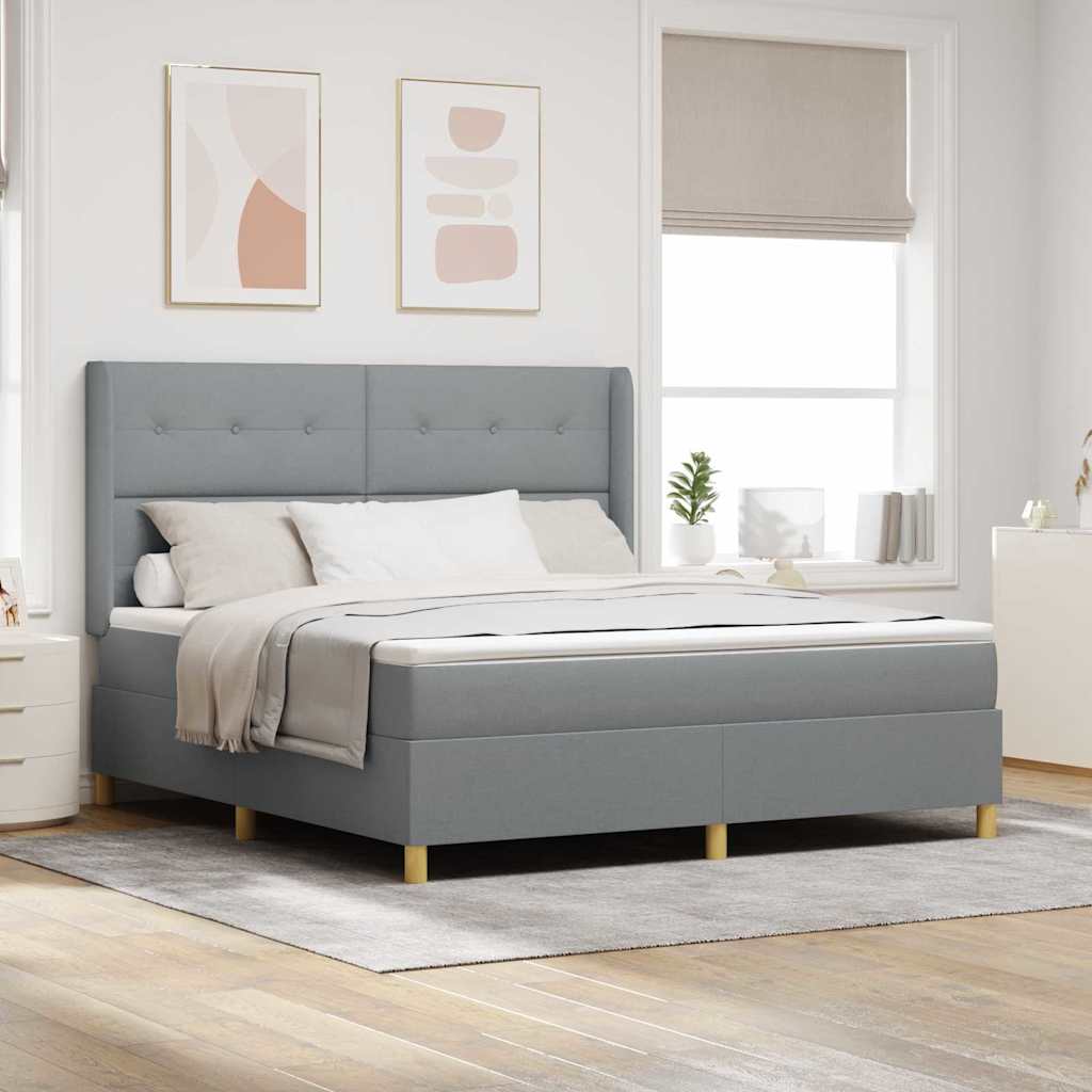 vidaXL Κρεβάτι με ελατήρια Ανοιχτό γκρι 180 x 200 cm ύφασμα
