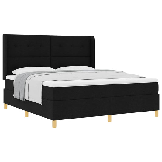 vidaXL Κρεβάτι με ελατήρια με κεφαλάρι Μαύρο 180 x 200 cm ύφασμα
