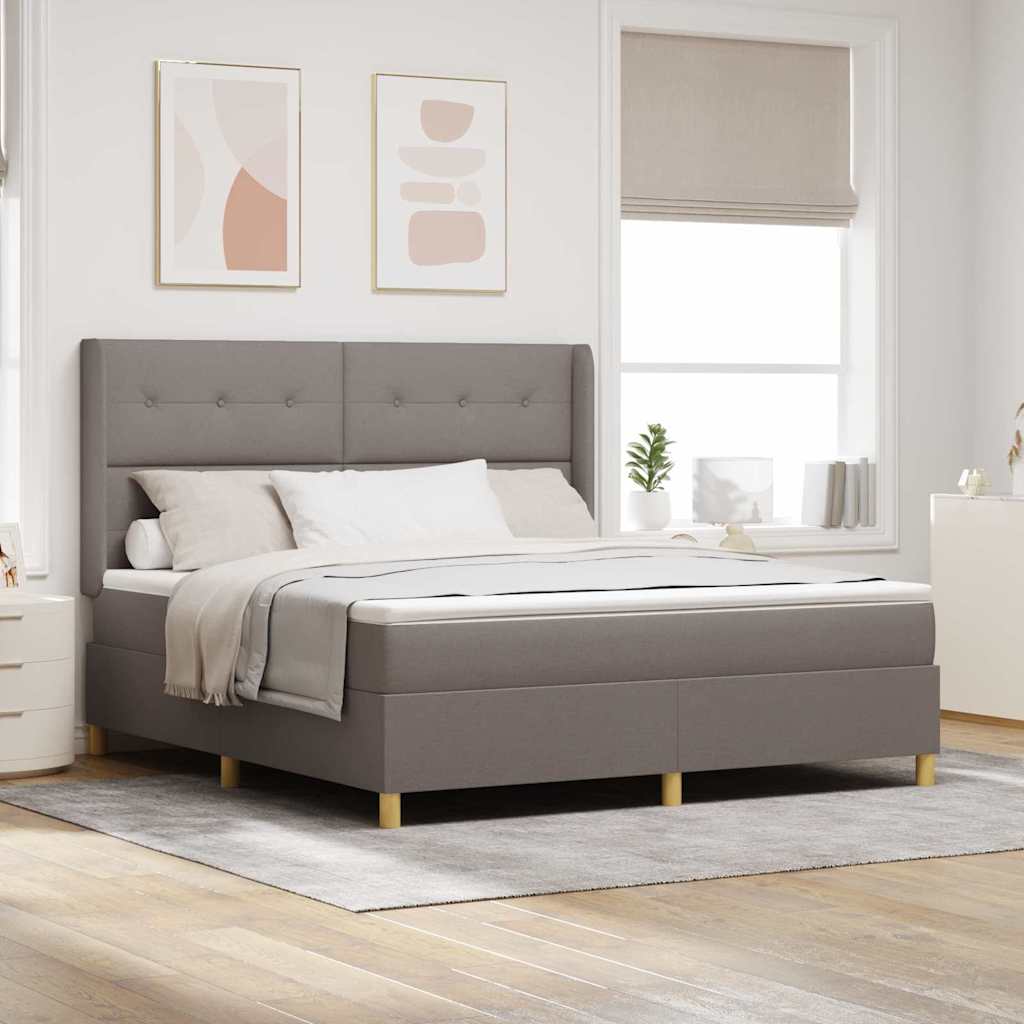 vidaXL Κρεβάτι με ελατήρια με κεφαλάρι Taupe 180 x 200 cm ύφασμα