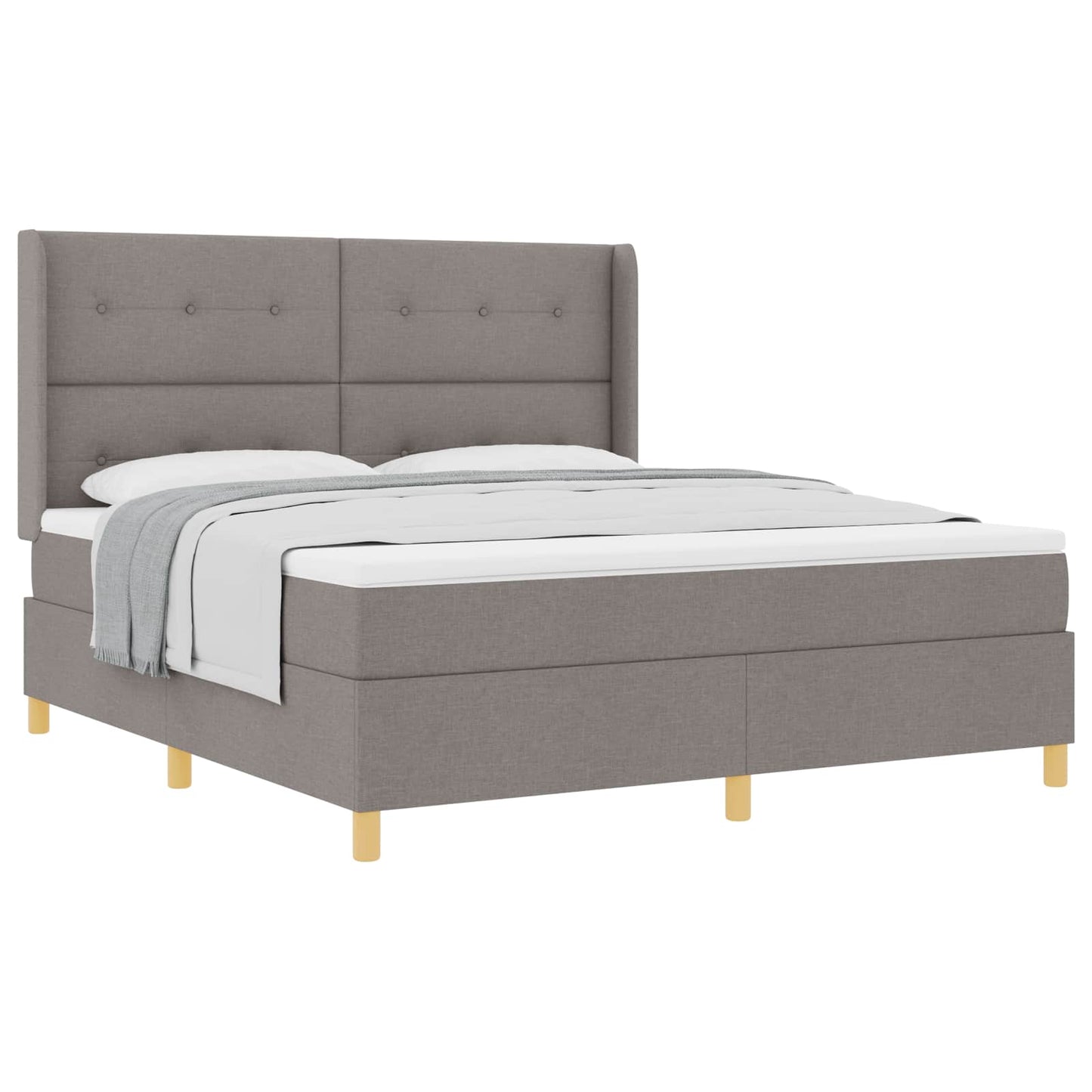 vidaXL Κρεβάτι με ελατήρια με κεφαλάρι Taupe 180 x 200 cm ύφασμα