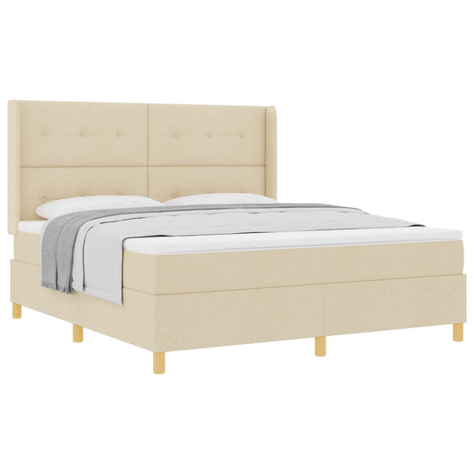 vidaXL Κρεβάτι με ελατήρια με κεφαλάρι Κρεμ 180 x 200 cm ύφασμα