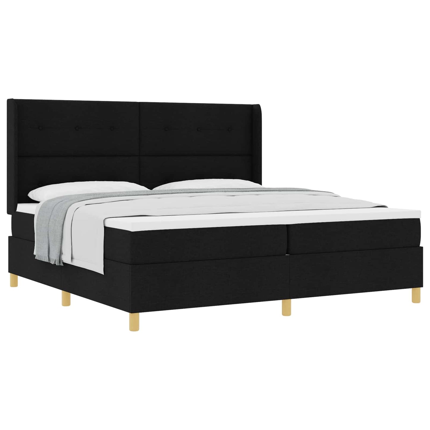 vidaXL Κρεβάτι με ελατήρια με κεφαλάρι Μαύρο 200 x 200 cm ύφασμα
