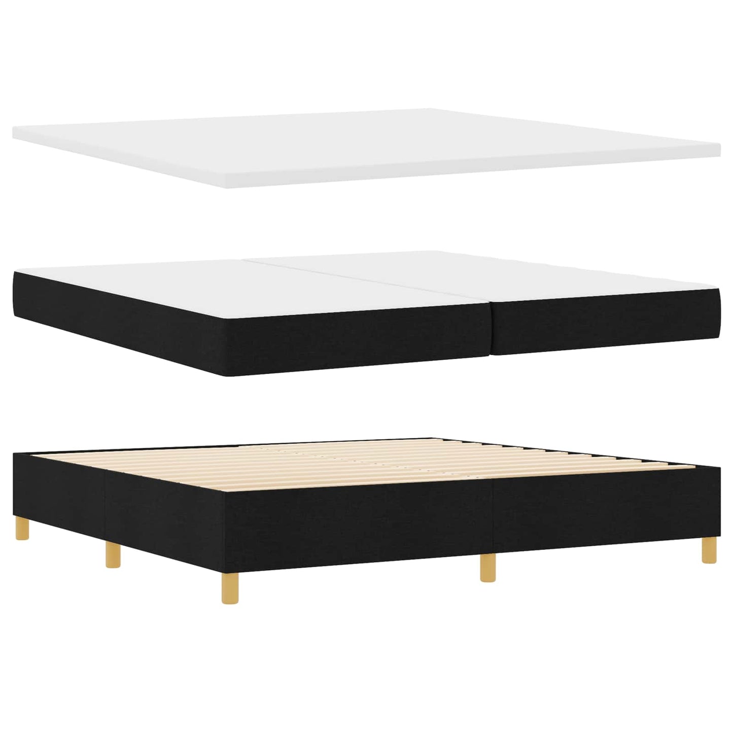 vidaXL Κρεβάτι με ελατήρια με κεφαλάρι Μαύρο 200 x 200 cm ύφασμα