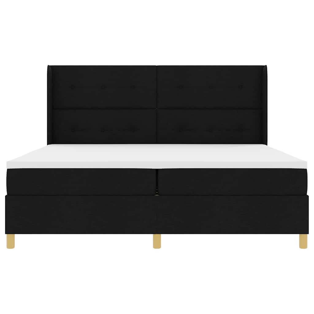 vidaXL Κρεβάτι με ελατήρια με κεφαλάρι Μαύρο 200 x 200 cm ύφασμα