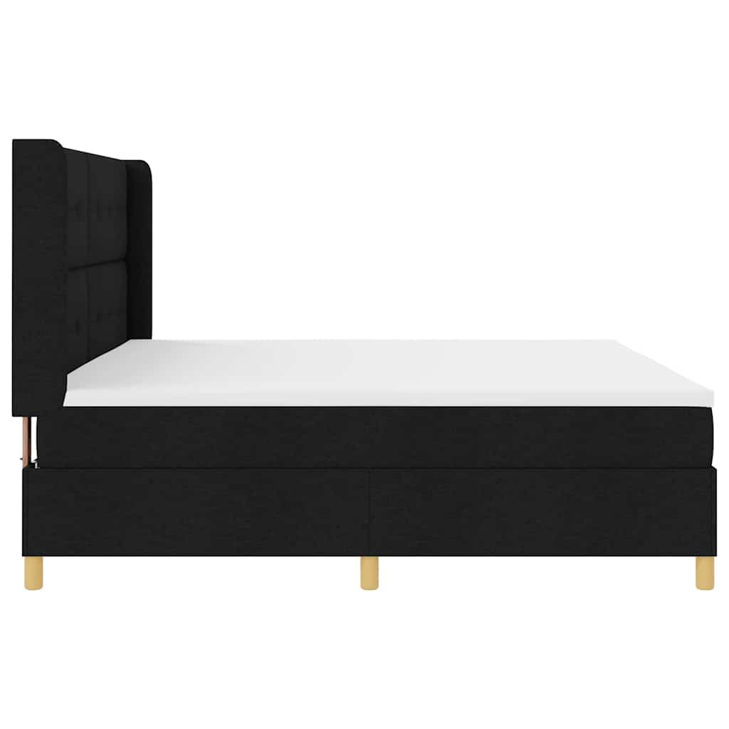 vidaXL Κρεβάτι με ελατήρια με κεφαλάρι Μαύρο 200 x 200 cm ύφασμα