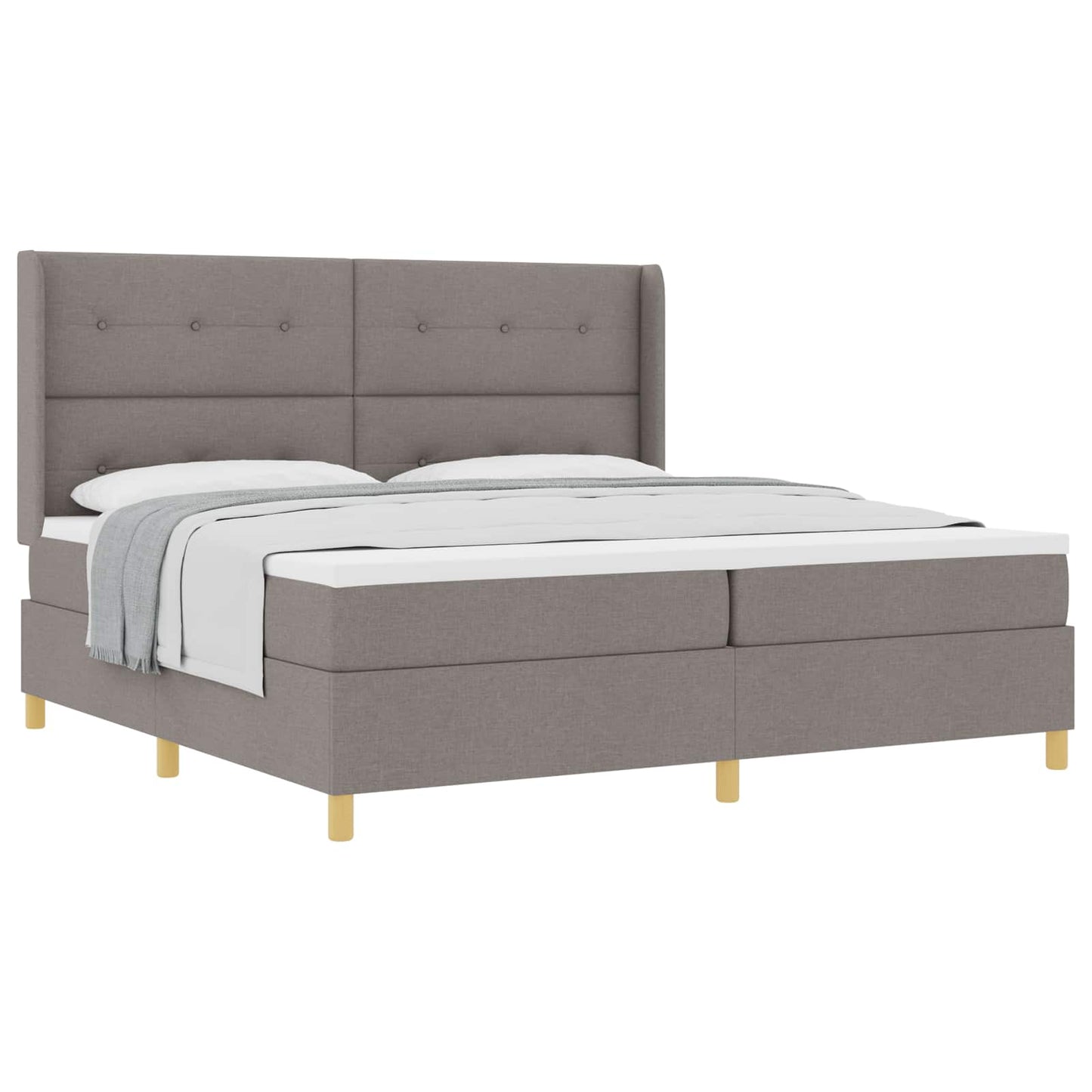 vidaXL Κρεβάτι με ελατήρια με κεφαλάρι Taupe 200 x 200 cm ύφασμα