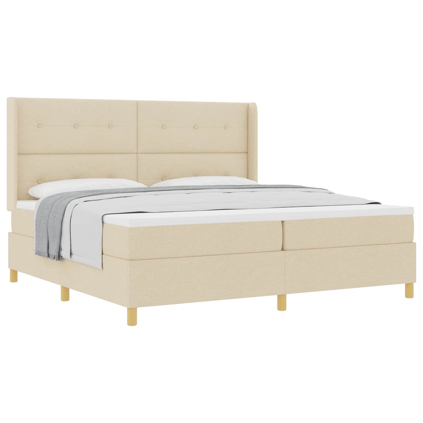 vidaXL Κρεβάτι με ελατήρια με κεφαλάρι Κρεμ 200 x 200 cm ύφασμα