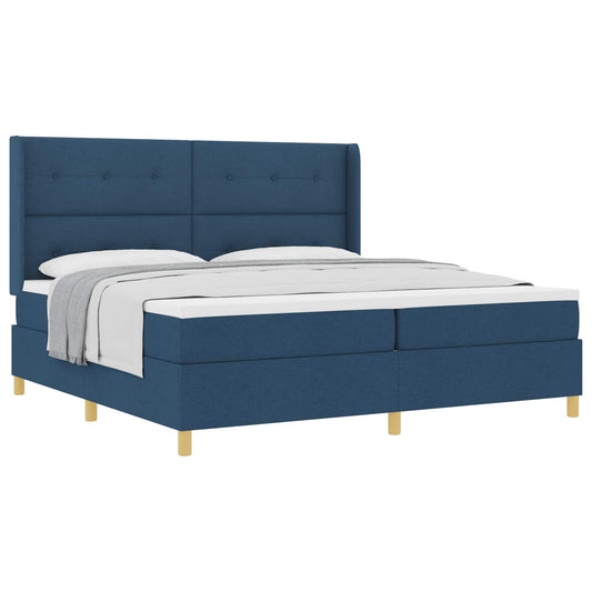 vidaXL Κρεβάτι με ελατήρια με κεφαλάρι Μπλε 200 x 200 cm ύφασμα